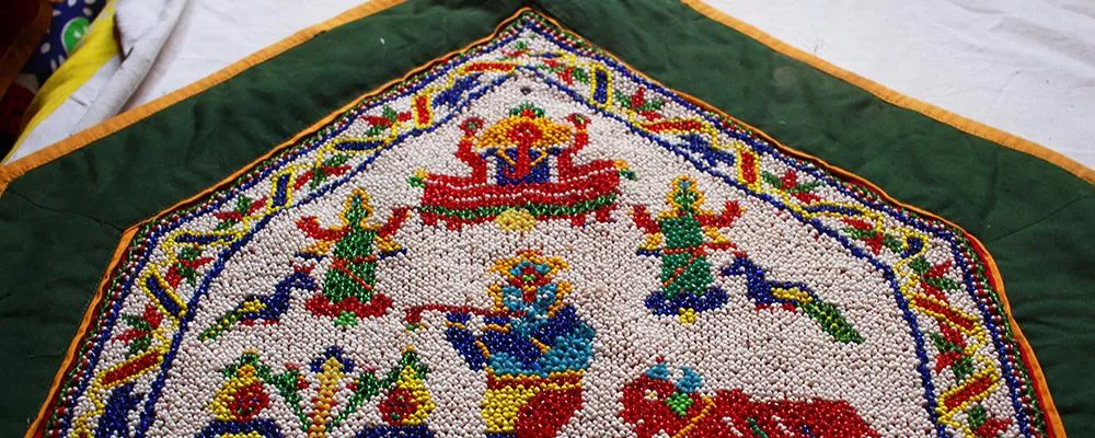 colorful cover for car seats with Moti Bharat (beads embroidery)